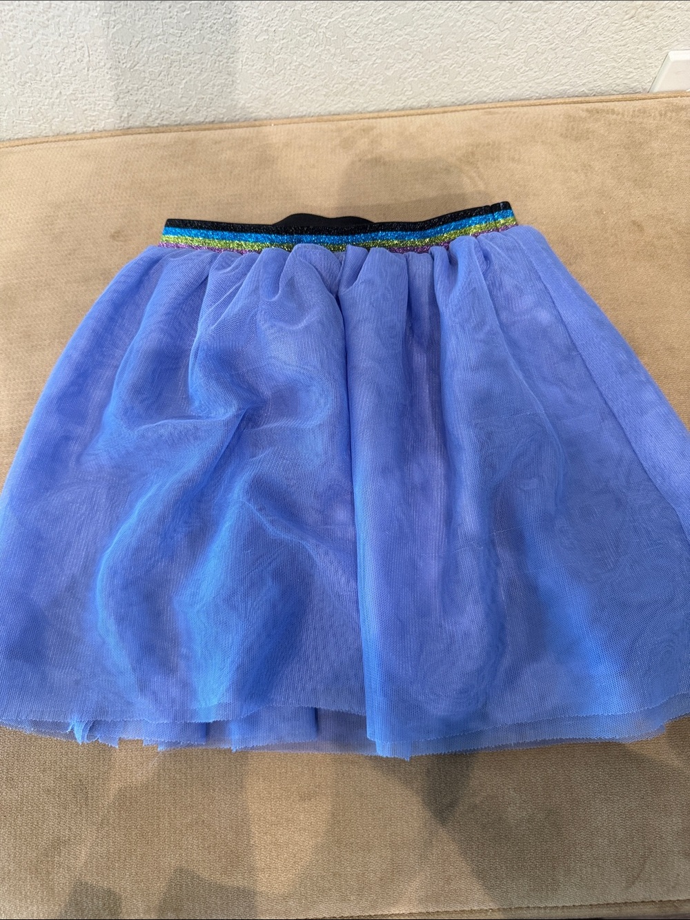 Girls Old Navy Blue Tulle Skirt with Rainbow Waistband 4T
